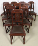 Zehn restaurierte Gründerzeit Stühle mit Lederbezug 1