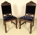 Zwei Neorenaissance Stühle mit blauem Polster 1